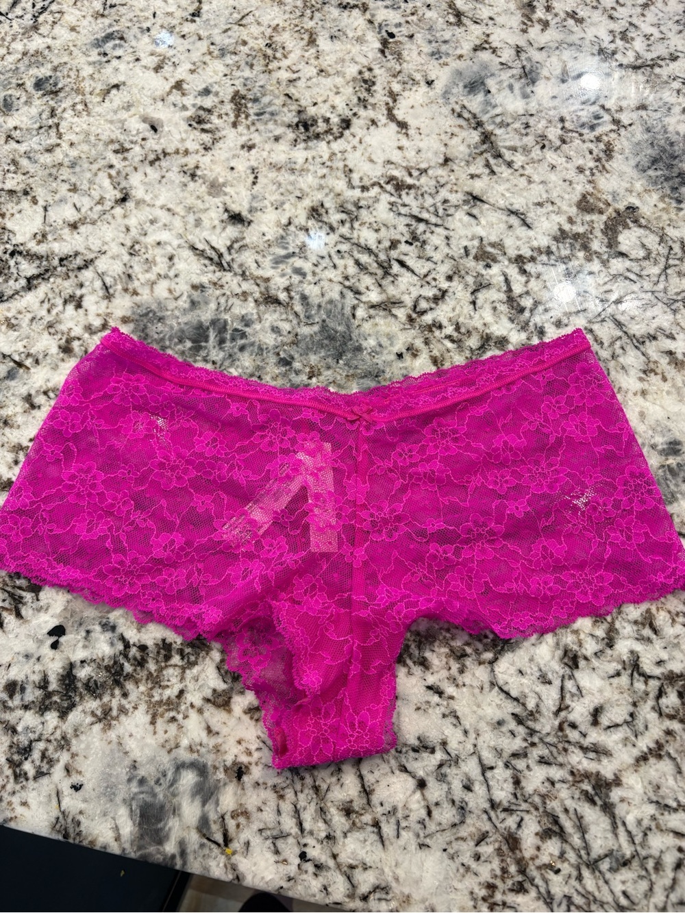 Victorias Secret Lace Boyshort Panty - Hot Pink